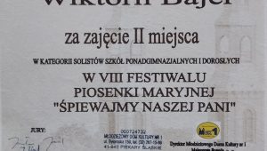 II MIEJSCE W KONKURSIE WOKALNYM